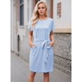 thumbnail image 2 of SANOPY Women's Summer Striped Short Sleeve T Shirt Dress Casual Tie Waist with Pockets, 2 of 6