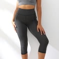 thumbnail image 2 of Capri Leggings for Women Tummy Control High Waisted Yoga Pants Knee Length Workout Gym Running Athletic Fitness Tights Dark Gray 00*yoga pants S, 2 of 7
