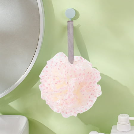 Hovmgk Polka Dots Bath Soft Polyester Mesh Bath Sponge with Hook Gentle Scrubber for Comfortable Bathing Available in Multiple Colors Ideal for Personal Care