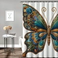 thumbnail image 2 of Awypu Luxury Style Butterfly Digital Print with Leaf Pattern Waterproof Shower Curtain for Bathroom Decoration White, 2 of 7
