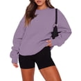 thumbnail image 2 of Lumtrix Womens Oversized Sweatshirt Casual Long Sleeve Crewneck Drop Shoulder Pullover Retro Work Holiday 2026 Fall Winter Tops Light Purple L, 2 of 6