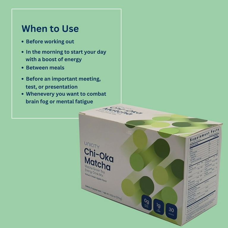 UNICITY DUO TEA Chi-Oka Matcha Green Tea Natural Green Apple