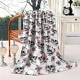 thumbnail image 2 of White Floral Skull Pattern Blanket,Comfortable Soft Flannel Throw Blanket,All Season,Warm Lightweight Blankets for Sofa Bed Couch Living Room Chair,40"x50", 2 of 4