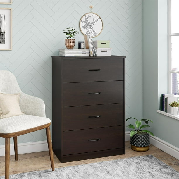 Mainstays Classic 4 Drawer Dresser Espresso Finish Walmart Com