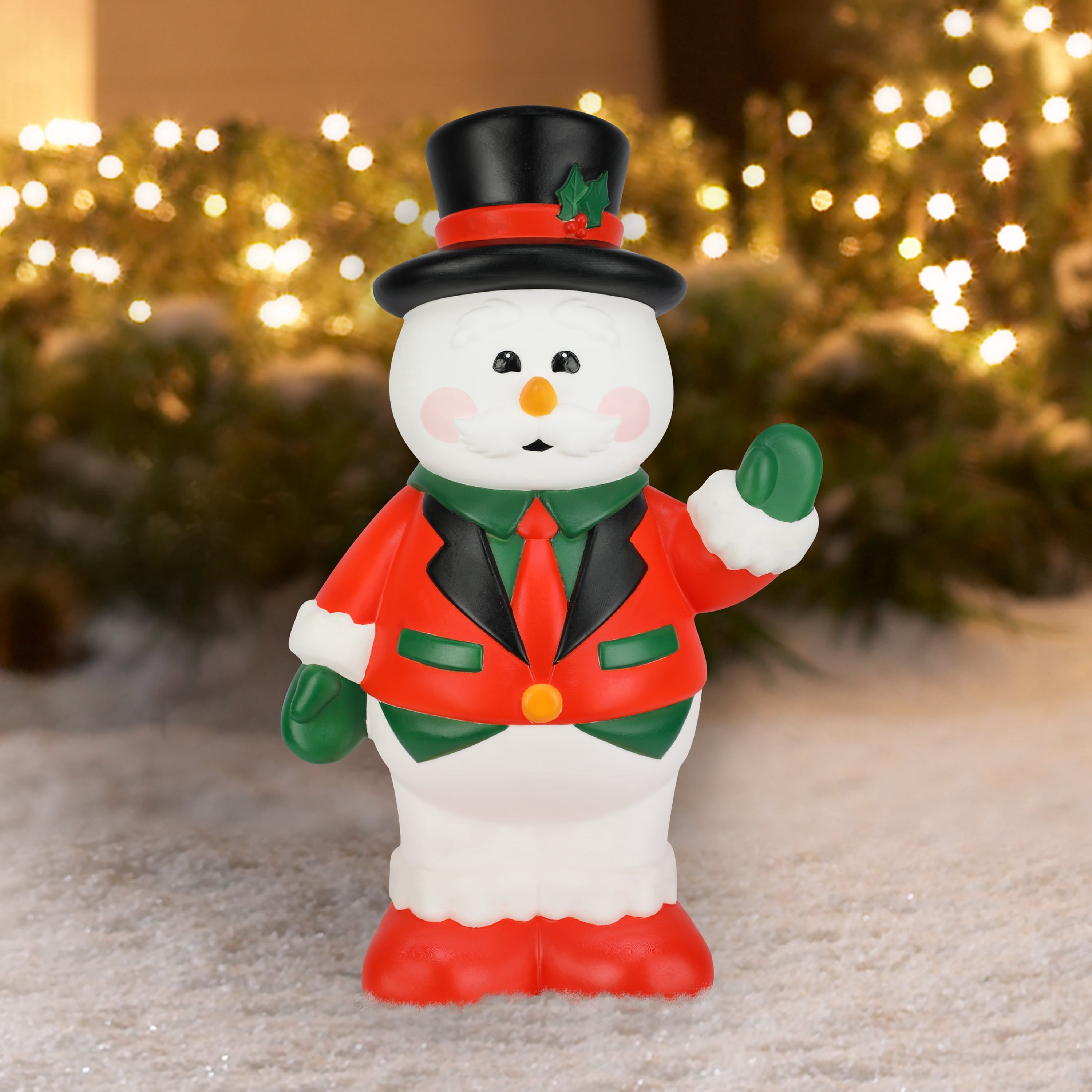 Lighted Blow Mold Snowman with Top Hat Indoor/Outdoor Christmas Decoration, Multicolor, 23.5", by Holiday Time