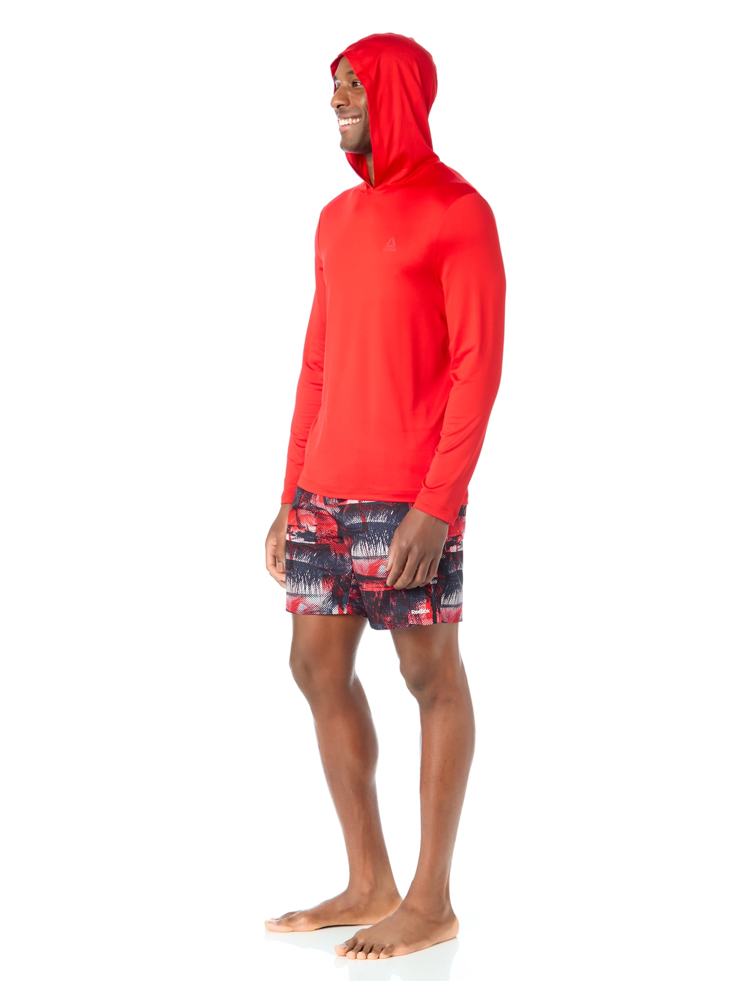 Men's and Big Men's Reebok Long Sleeve Hooded Rashguard, Sizes S-3XL