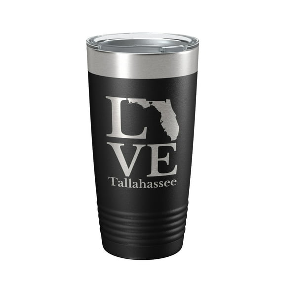 Tallahassee FL Love Tumbler Travel Mug Insulated Laser Engraved Coffee Cup Florida Gift 20 oz Black
