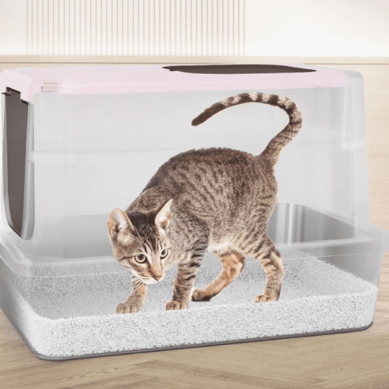 Enclosed Cat Litter Box: Pink Stainless Steel Odorless Litter Box with Top Holes - Anti Leakage - Large Litter Pan for Small to Large Sized Cats in Living Room Garage