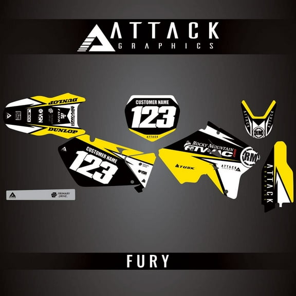 Attack Graphics Custom Fury Complete Bike Graphics Kit for Suzuki RM125 2001