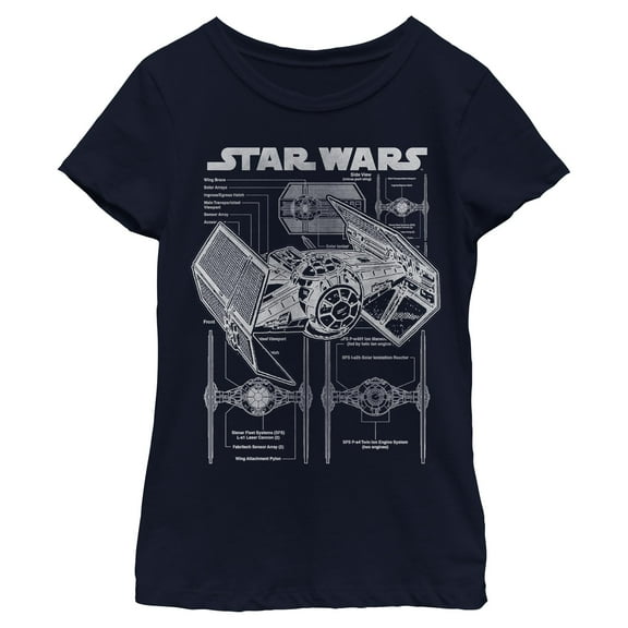 Girls Star Wars TIE Fighter Schematic T Shirt