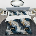 thumbnail image 2 of Designart "Marbled Pattern with Gold Veins and Blue Elegance II" Marble Bedding Covert Set - Glam Bed Set With 2 Shams, 2 of 5