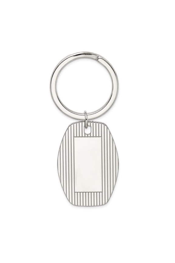 925 Sterling Silver Solid Textured Polished Engravable Key Chain Jewelry Gifts for Men - 8.0 Grams