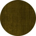 thumbnail image 1 of Ahgly Company Machine Washable Indoor Round Abstract Yellow Modern Area Rugs, 4' Round, 1 of 4