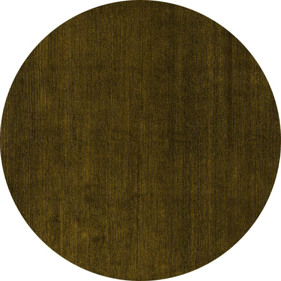 Ahgly Company Indoor Round Abstract Yellow Modern Area Rugs, 6' Round