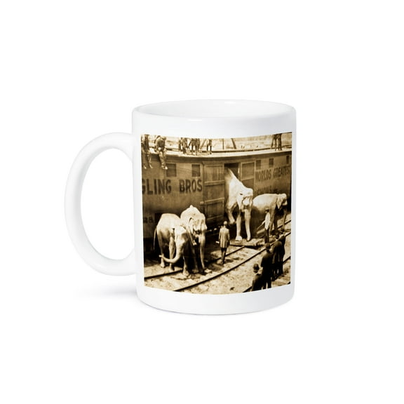 3dRose, Vintage Barnum Elephants , 15oz Mug