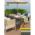 thumbnail image 6 of 60x120 Inch Outdoor Tablecloth with Umbrella Hole Zipper Rectangle Black Yellow Rectangular Tablecloths Outside Waterproof Garden Floral Stripe Aesthetic Flower Boho Patio Table Cover for Picnic, 6 of 8