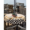 thumbnail image 2 of Outdoor Tablecloth with Umbrella Hole for Patio/Picnic/Party/Camping, Sunflowers Rooster Waterproof Table Cloth Round Cover Washable, Farmhouse Vintage Beige Wooden Plaid (Dia 54"), 2 of 8