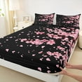 thumbnail image 3 of Homewish Cartoon Flower Sakura Twin Sheet Sets,Japan Cherry Blossom Twin Fitted Sheet,Black Pink Flat Sheet For Girl Teens,Ultra Soft Home Decor,3-Piece, 3 of 7