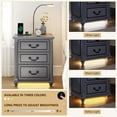 thumbnail image 7 of Farmhouse Nightstand with Gun Drawer and 3 Large Storage Drawers,Smart Bedside End Table with LED Light and Human Sensor Charging Station(Grey), 7 of 7