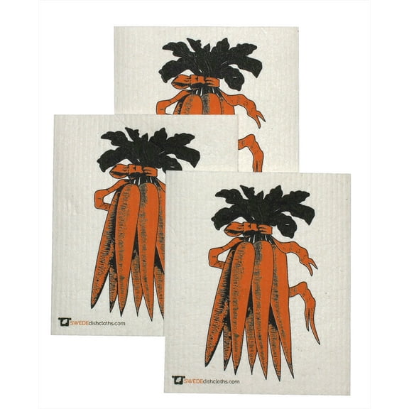 Swedish Dishcloth Antique Carrots Set Of 3 Cloths | ECO Friendly Sponge Cloth | Paper Towel Replacement