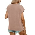 thumbnail image 2 of CALIPESSA Trendy Womens Ribbed T Shirt Tops Casual Short Sleeve 2024 Summer Basic Tee Khaki L, 2 of 5