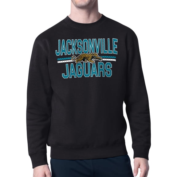 Men's Starter Black Jacksonville Jaguars Mesh Look Retro Team Logo Pullover Sweatshirt
