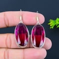thumbnail image 2 of Natural Mozambique Garnet Gemstone 925 Sterling Silver Gift Earring 2.09", 2 of 2