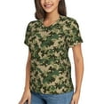 thumbnail image 2 of Vsdgher Camouflag Women Shirts V Neck Short Sleeve Tops T-Shirt Basic Tees, S to 3XLSmall, 2 of 5