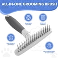 thumbnail image 2 of Deshedding Brush - Undercoat Rake for Dogs, Cats, Matted, Short, Long Hair Coats - Double Row Stainless Steel Pins - Reduce Shedding by 90% (Blue), 2 of 7
