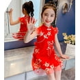 thumbnail image 3 of GHSDFBB Robe Florale Traditionnelle Brodée avec Cheveux Assortis (6 à 7 Ans, Rouge), 3 of 5