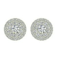 thumbnail image 3 of Double Halo Cluster Diamond Earrings 1.00 CTW 14K White Gold ( G , SI ), 3 of 4
