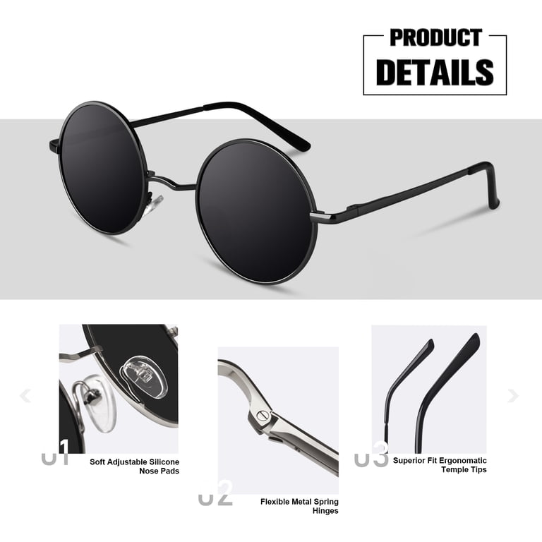 Sunier Round Polarized Sunglasses, Retro 70s photo 8