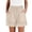Khaki, variant on TEAJOPSUU Summer Cotton Linen Shorts for Women Lace Trim Elastic Waist Comfy Shorts with Pockets Casual Breathable Shorts Brown