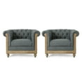 thumbnail image 2 of Noble House Petes Fabric Chesterfield Tufted Club Chair, Set of 2, Charcoal, 2 of 8