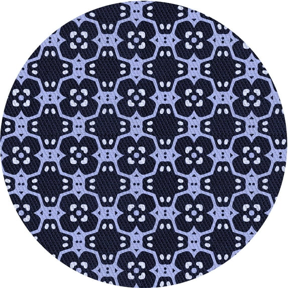 Ahgly Company Machine Washable Indoor Round Transitional Light Purple Blue Area Rugs, 6' Round
