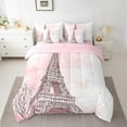 thumbnail image 2 of Erosebridal Eiffel Tower Print Bedding Sets Twin Size, Pink Comforter Sets with Sheets, Valentines Day Decor, Reversible 7 Pieces, 2 of 6