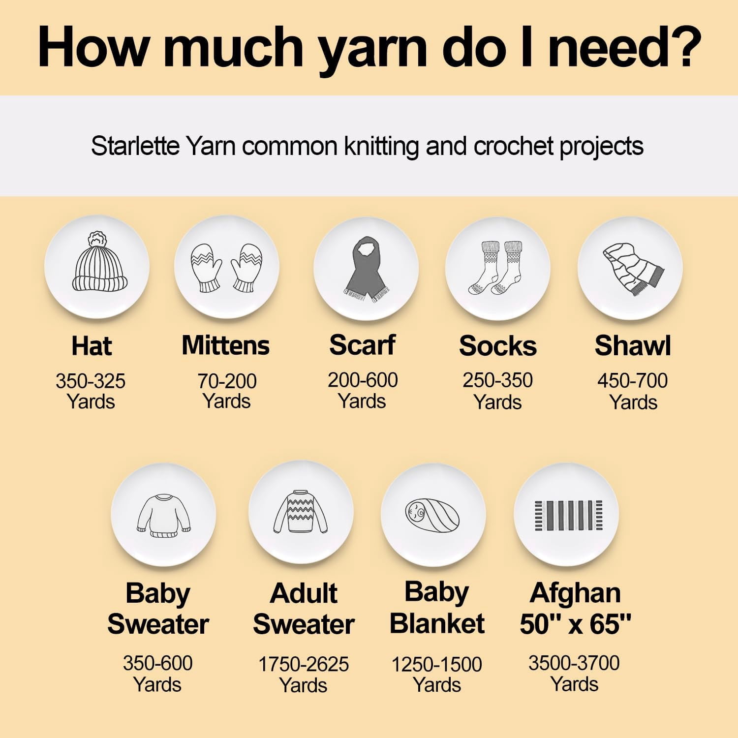 Mary Maxim Starlette Knitting Crochet Yarn, Acrylic Worsted Weight Yarn, Soft Yellow Yarn