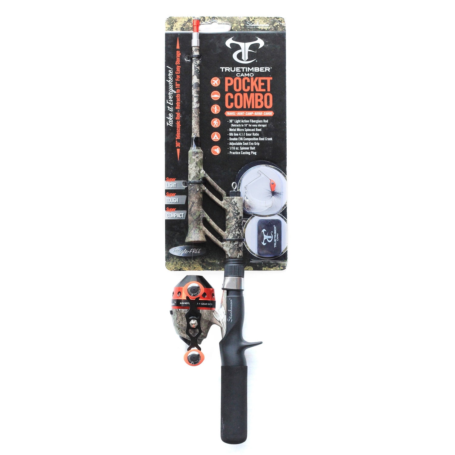 Steinhauser True Timber Strata Telescopic Fishing Rod and Spincast Reel