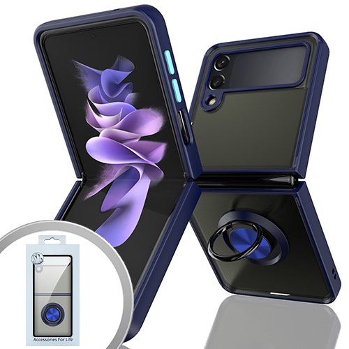 For Samsung Z Flip3 Magnet Ring Stand 3 Navy Blue