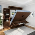thumbnail image 3 of RoomAndLoft Queen Size Murphy Wall Bed with Shelf Storage & in Brown Solid Wood, 3 of 8