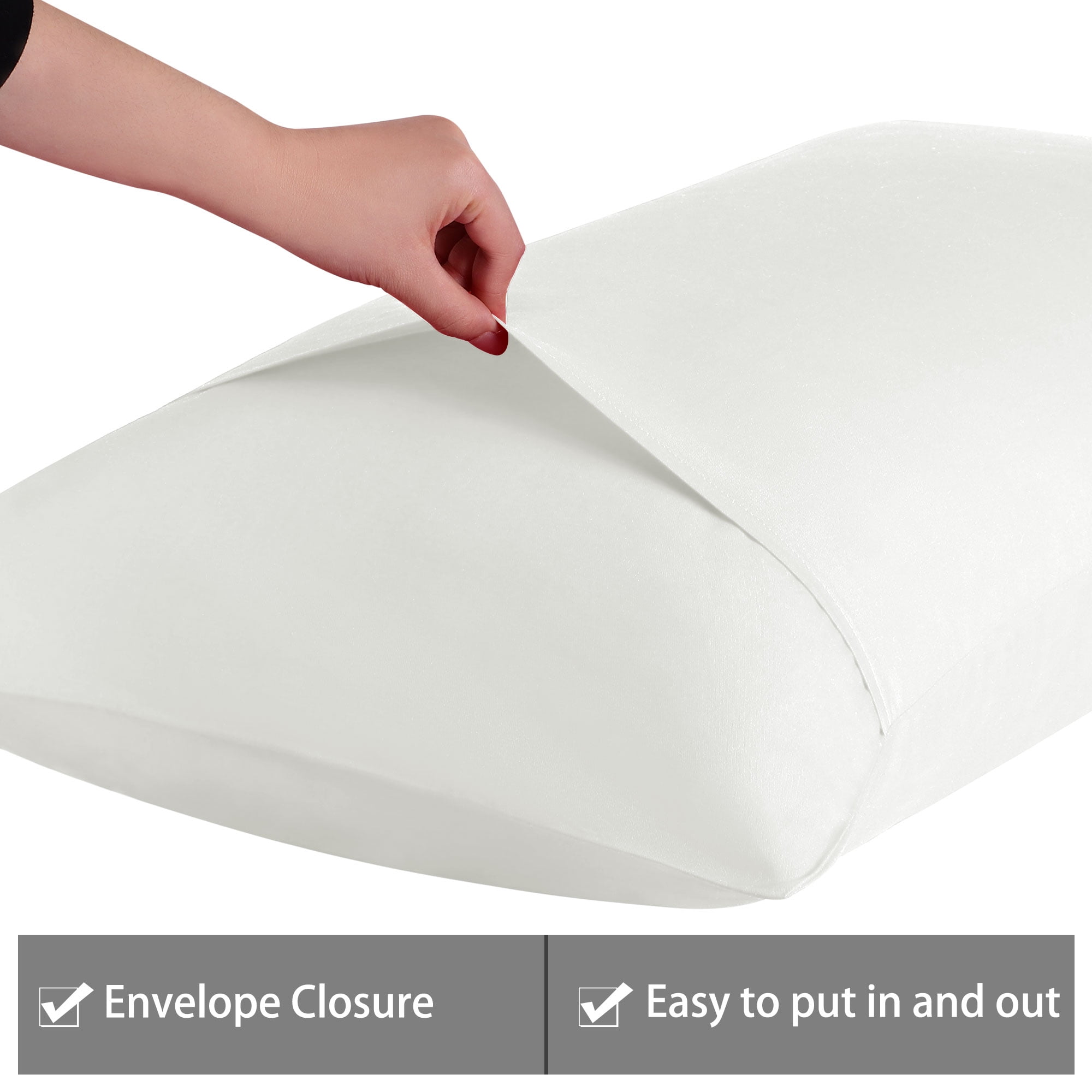 Unique Bargains 2 Pack 300TC Cotton Solid Pillowcases White 19" x 29"