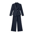 thumbnail image 5 of MLCDZ Women's 2 Piece Business Casual V Neck Long Sleeves Suit Set Blazer and High Waisted Wide Leg Loose Pants Dressy Work Office Outfits for Women, 5 of 9