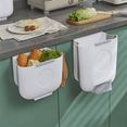 thumbnail image 4 of Cubo de basura colgante para cocina, cubo de basura plegable, cubo de basura pequeño de plástico plegable para colgar, color blanco, 4 of 6