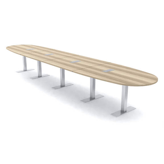 18 Ft Boat Oval Modular Boardroom Table Metal T-Bases Electrical Units