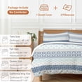 thumbnail image 6 of 3 Piece Blue Striped Duvet Cover Set Queen Size,Microfiber Comforter/Quilt Cover with Corner Ties and 2 Pillowcases,Boho Modern Geometric Abstract Art Ethnic All Season Bedding with Zipper Closure, 6 of 8