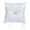 thumbnail image 3 of Lace Wedding Ring Pillow Crystal Double Heart Ring Cushion Bearer for Beach Wedding Ceremony, 3 of 9