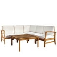 thumbnail image 4 of Cielo Terrace 6-Piece Outdoor Wood Conversation Set with Cushions, Creme, 4 of 6