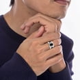thumbnail image 6 of 925 Sterling Silver Diamond Black Onyx Mens Ring Gemstone Band, 6 of 7
