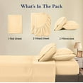 thumbnail image 4 of 600-Thread-Count 100% Egyptian Cotton 5-PCs Sheet Set Split King (2 XL Fitted)Size Fits 6-9 Inches Deep Pocket ( Stripe, Almond Ivory ), 4 of 5