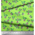 thumbnail image 3 of Soimoi Tissu Popeline de Coton Imprimé Feuilles & Roses au Mètre 56 Pouces de Large, 3 of 3